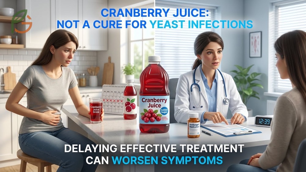 Cranberry juice for yeast infection often contains 25 to 30 grams of sugar per serving which promotes Candida overgrowth rather than inhibiting it.