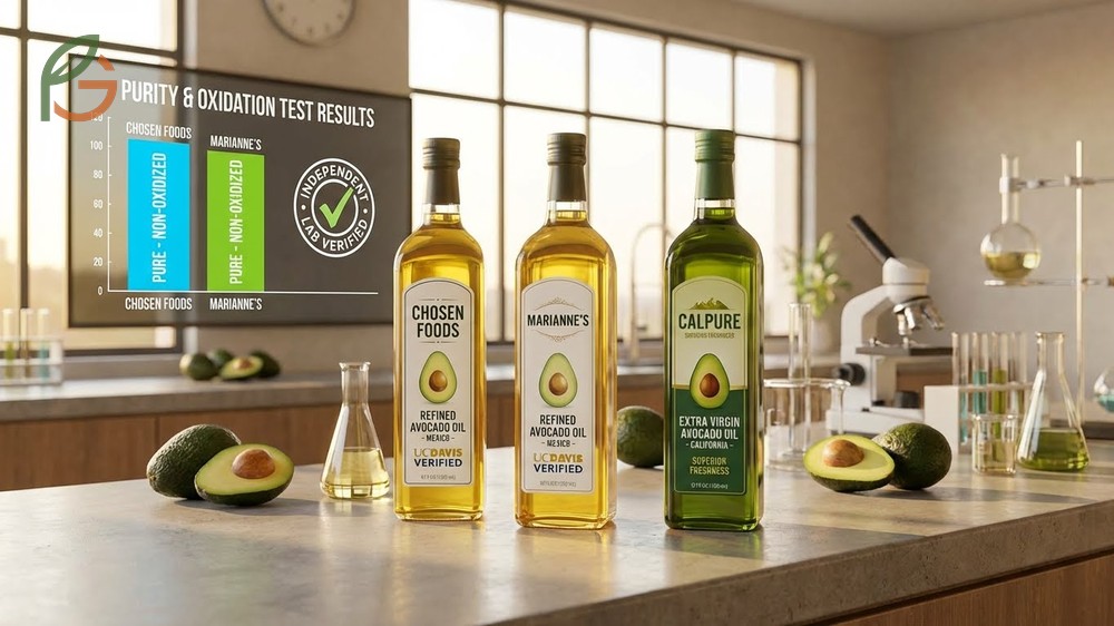 Best avocado oil brands like Chosen Foods and Mariannes verified as pure and non-oxidized by UC Davis.