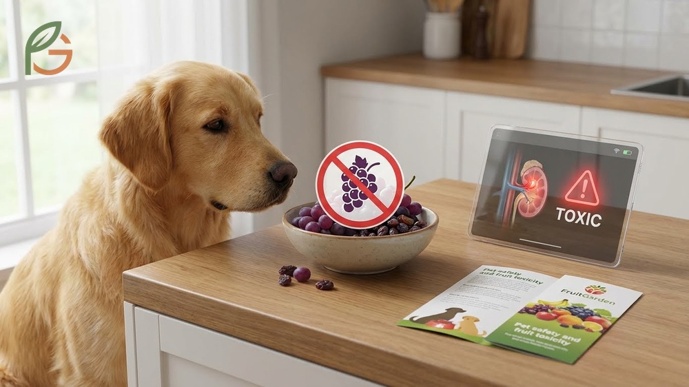 Can dogs eat grapes safety guide highlighting toxicity risks and acute kidney failure symptoms.