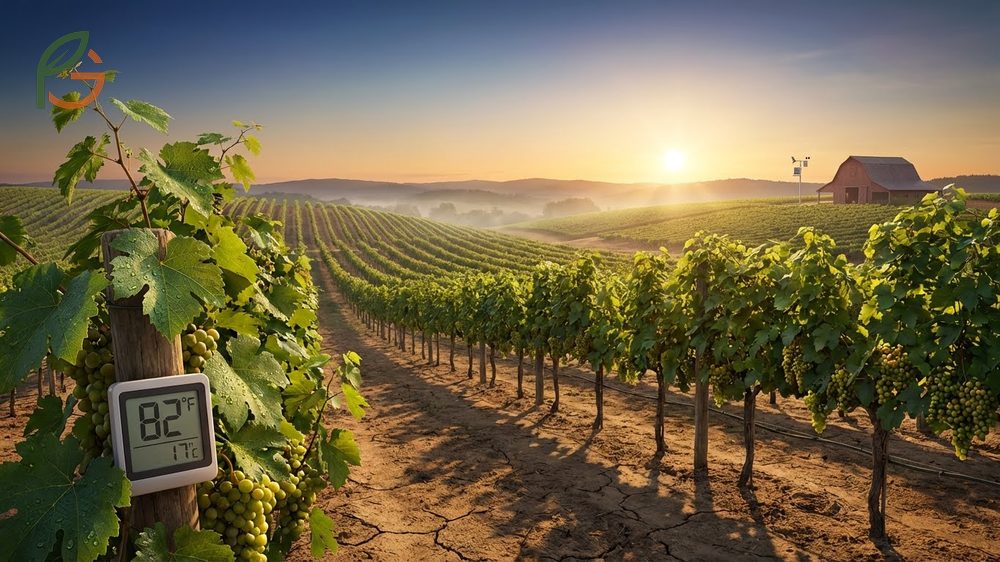Where do grapes grow best regarding climate needing 150 to 180 frost free days and winter chill hours for dormancy.