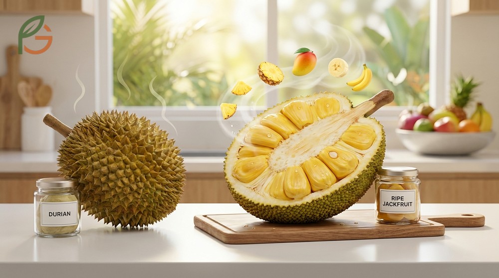 Jackfruit does not smell bad and actually emits a pleasant fruity aroma unlike the notoriously pungent scent of the related durian fruit often confused by consumers.