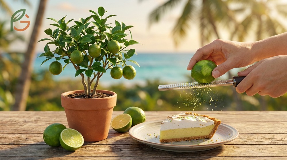 Key lime characteristics including thin rind, aromatic oils, and specific tropical growing requirements.