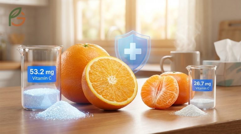 Vitamin C in mandarin vs orange breakdown shows one orange covers nearly 80% of daily requirements for most adults.
