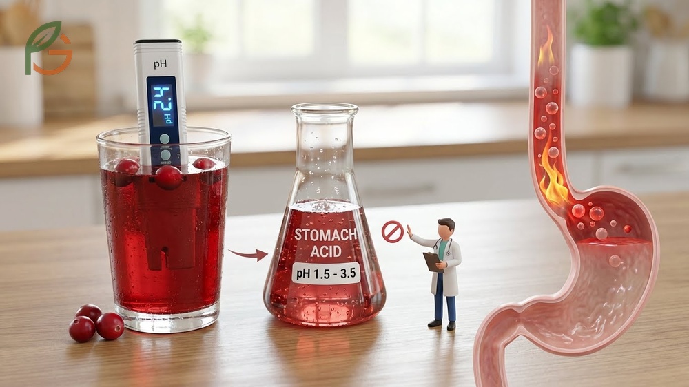 Cranberry juice acid reflux triggers include esophageal irritation and relaxation of the lower esophageal sphincter valve.