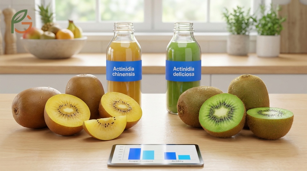 Gold kiwi vs green kiwi botanical classification showing distinct skin textures and flesh colors.