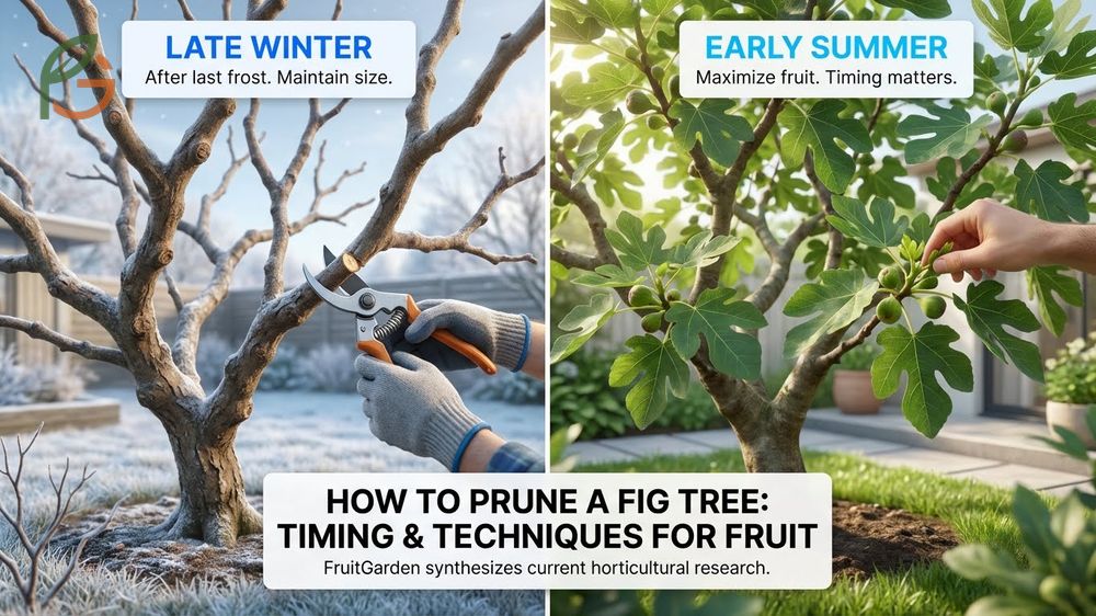 How to prune a fig tree twice annually to maximize fruit production and control size.