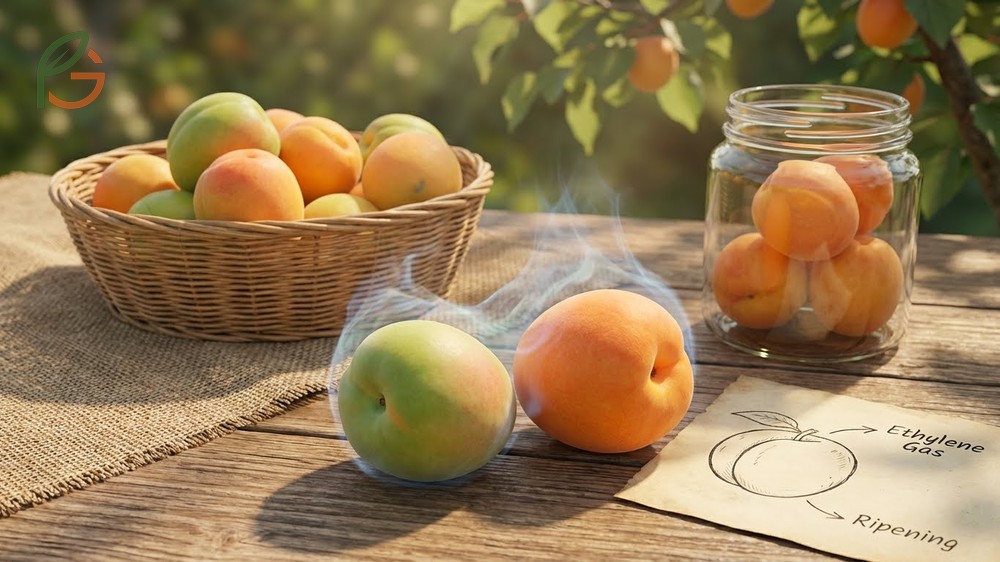 How to ripen apricots by understanding their climacteric nature and ethylene gas production.