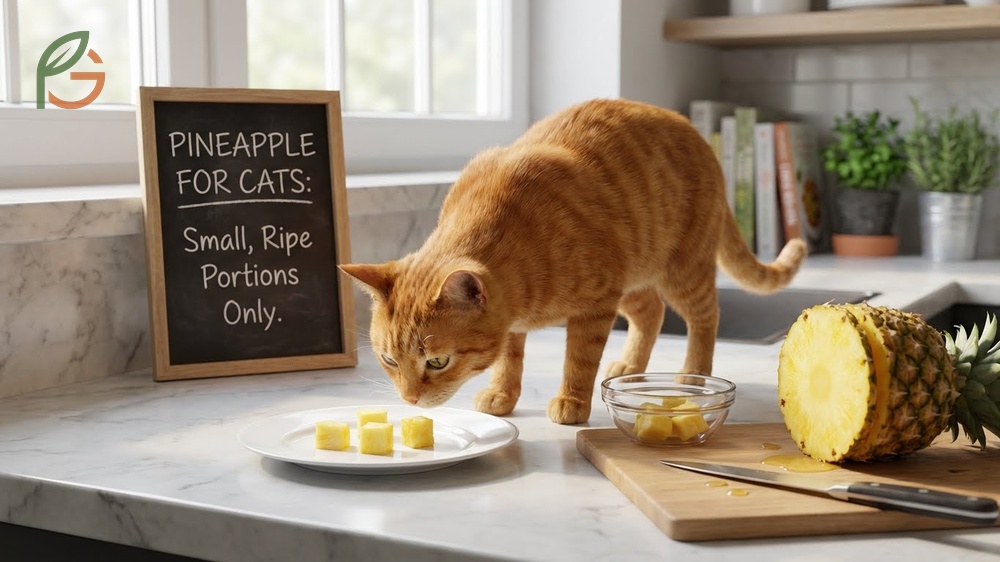 Is pineapple safe for cats when ripe and prepared correctly by removing inedible parts to prevent digestive irritation.