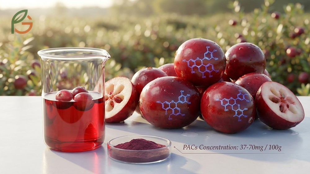 Proanthocyanidins in cranberries concentrate in the skin with levels between 37-70mg per 100g of fruit.