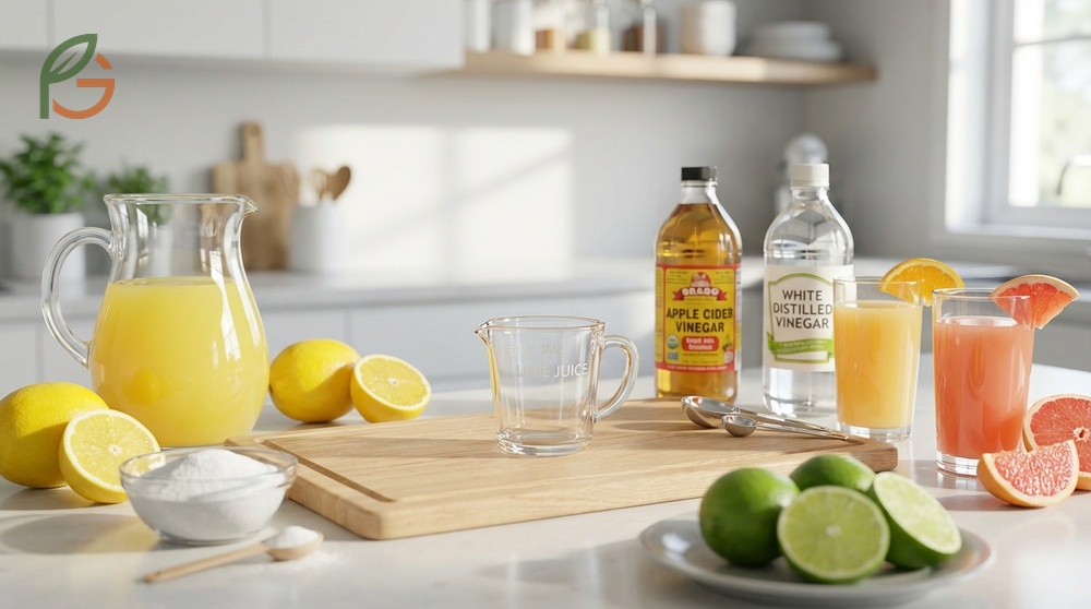 Lemon juice acts as the best substitute for lime juice in recipes because both citrus fruits have a pH around 2.3.