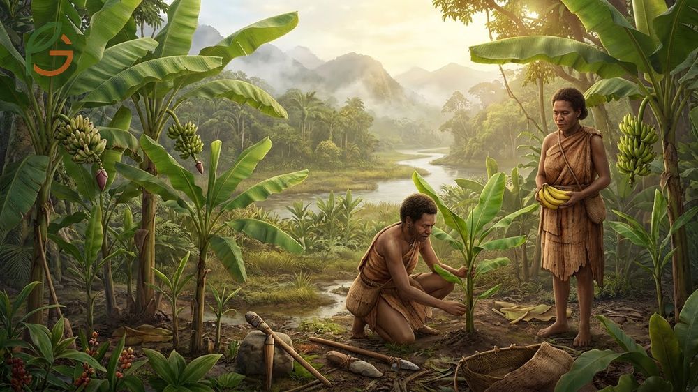 Where did bananas originate tracing back 10000 years to New Guinea and spreading via Austronesian seafarers.