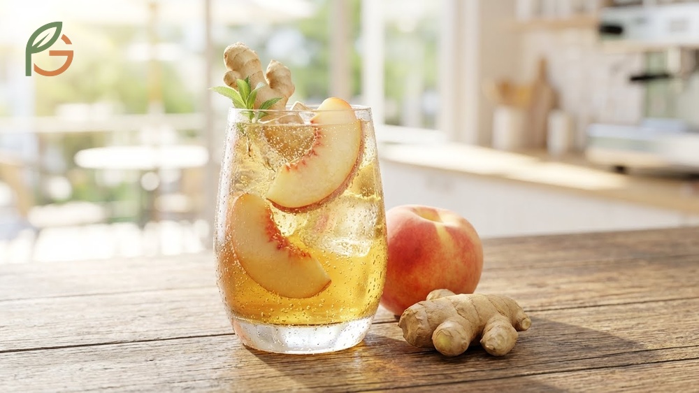 White peach ginger ale comparison showing Schweppes and Canada Dry cans with calorie and sugar content.