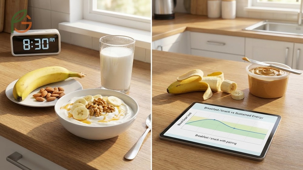 Best practices for eating bananas including pairing with protein sources like almond butter to minimize blood sugar spikes.