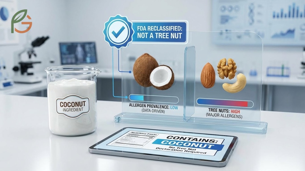 FDA coconut tree nut classification update showing the removal of coconut from the major allergen list.