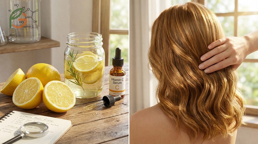 Lemon benefits for hair involve strengthening follicles with vitamin C and balancing scalp pH with citric acid.
