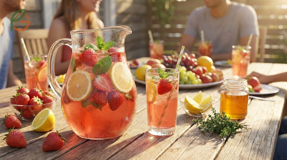 Lemonade variations including strawberry sugar free and sparkling mint options for creative summer drinks.