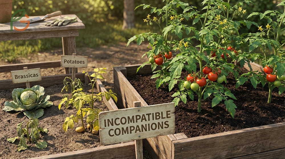 Plants to avoid near tomatoes include brassicas and fennel which compete for nutrients and stunt tomato growth.