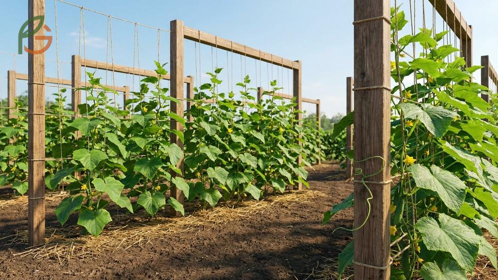 Preventing garden fungus requires proper spacing of 12 inches and vertical trellising to improve airflow around plants.