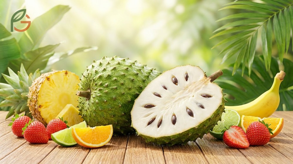 What does soursop taste like description showing acidity levels between pH 3.4 and 4.0 for a balanced sweet-tart profile.