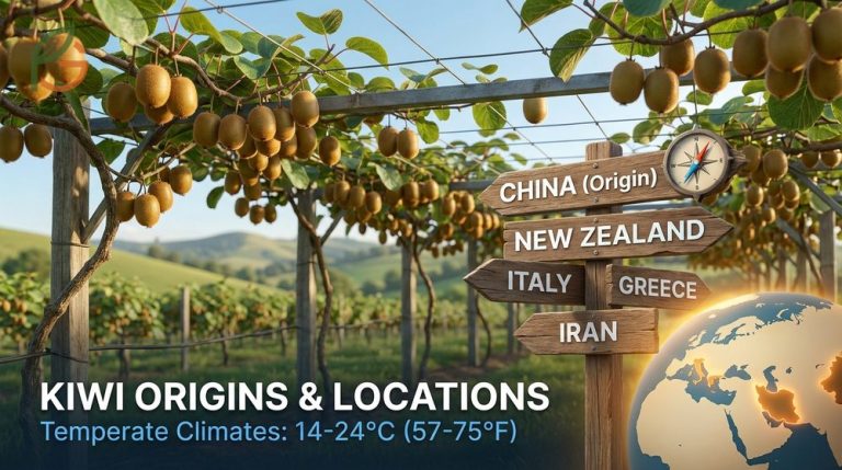 Where do kiwis grow mapped across major producing regions like China New Zealand and Italy.