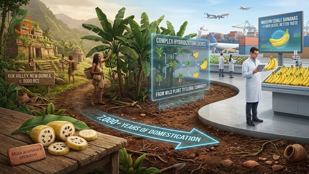 History of banana cultivation traces origins to New Guinea 7000 years ago and the spread of Cavendish varieties.