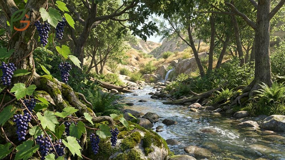 Where do grapes grow in the wild finding native vines in riparian corridors and woodland edges up to 4000 feet elevation.