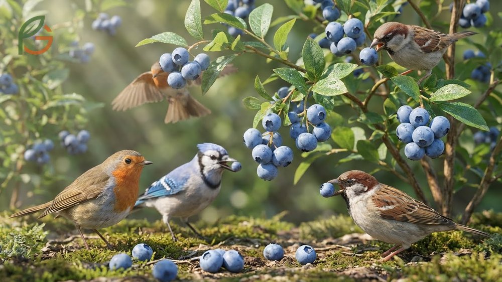 Birds eat blueberries rapidly during peak ripeness causing yield losses of 30 to 50 percent in unprotected gardens.