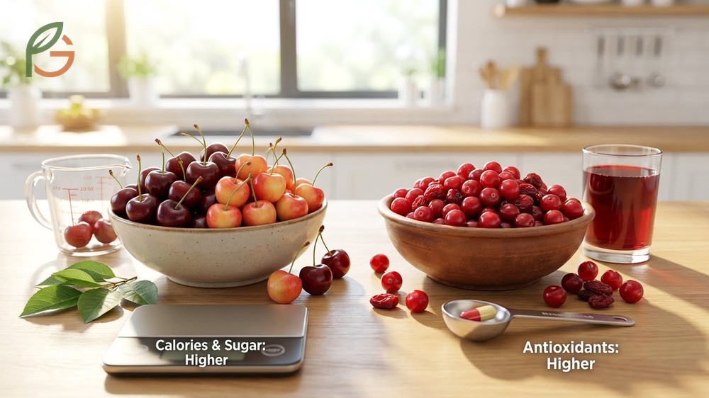 Fresh cherry nutrition facts show sweet varieties have slightly more sugar while tart ones offer higher anthocyanins.