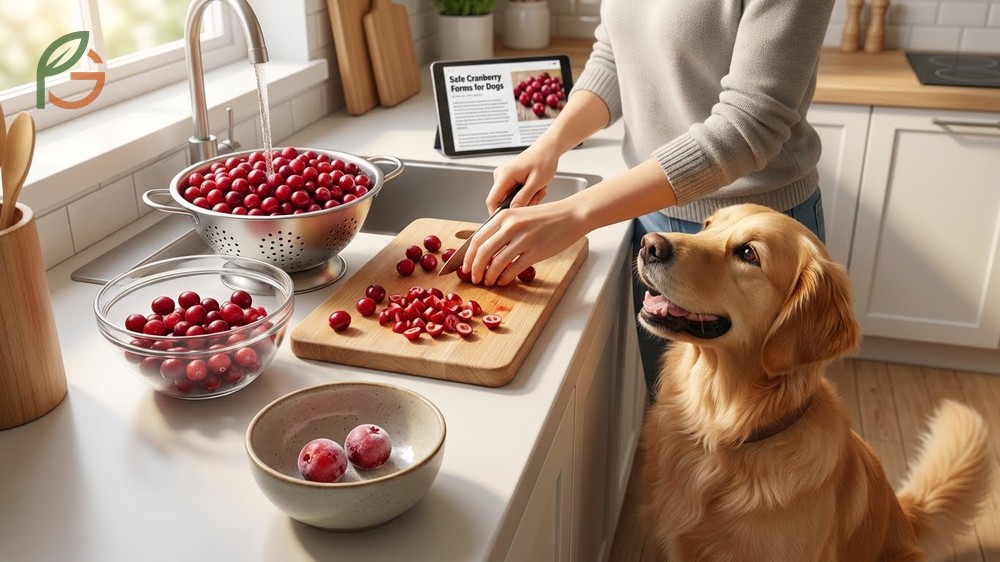 Safe cranberry forms for dogs include fresh or cooked plain berries without harmful additives or spices.