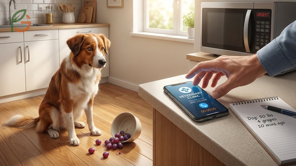 Immediate veterinary actions to take if your dog eats grapes to prevent toxin absorption.