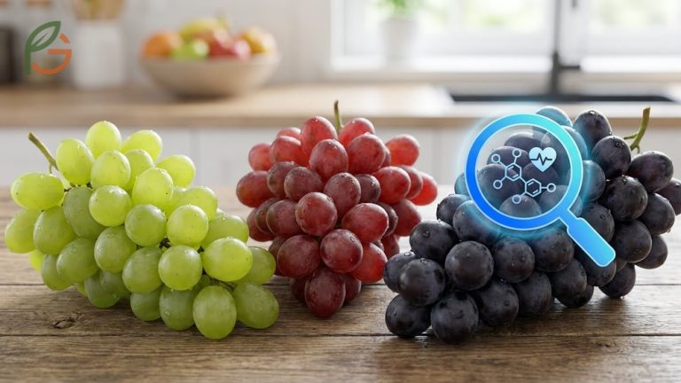 Which grapes are healthier comparison showing green red and black varieties with their antioxidant levels.