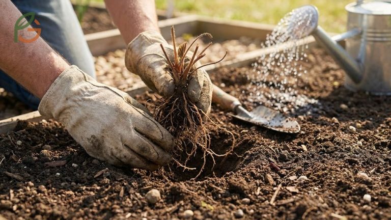 Bare root strawberry plants prepared for planting with dormant roots ready for soil.