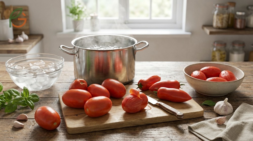 Best tomatoes for peeling include Roma and San Marzano varieties which have meaty flesh and few seeds.