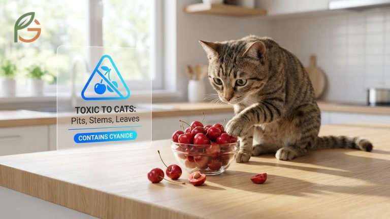 Can cats eat cherries safety warning stating that pits and stems contain cyanogenic glycosides which are toxic to felines.