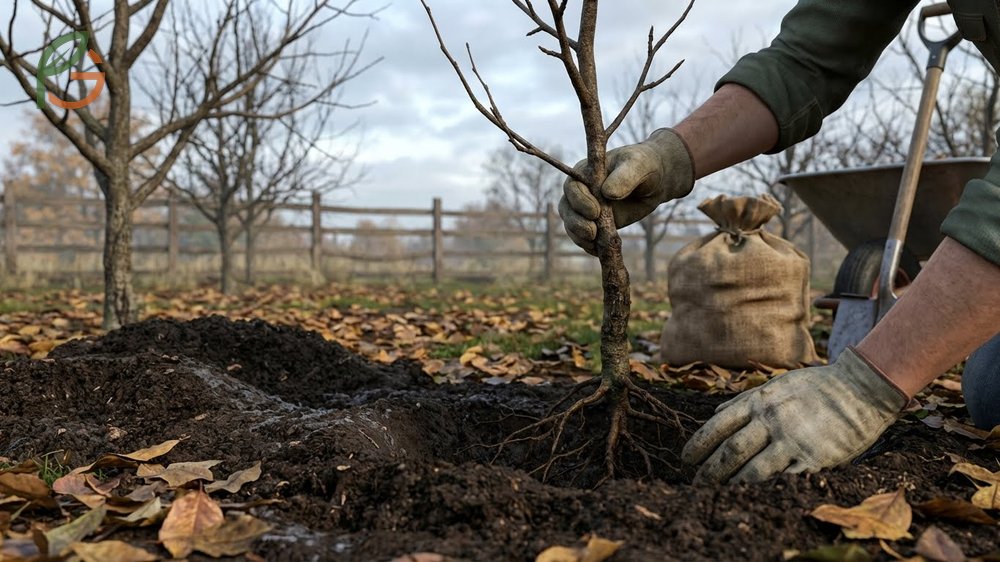 Best time to plant pear trees during dormant season for optimal root development.
