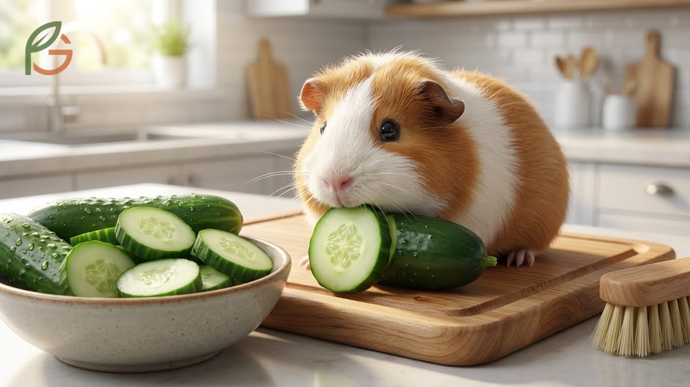 Can guinea pigs eat cucumber skins to access the highest concentration of fiber found in the vegetable.
