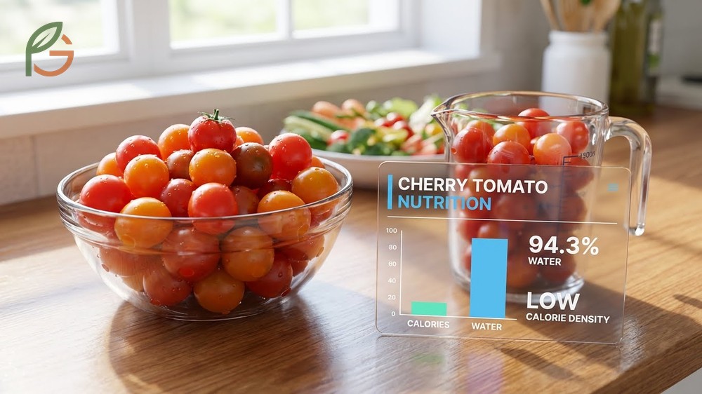 Cherry tomato nutrition facts highlight their high water content and low energy density.