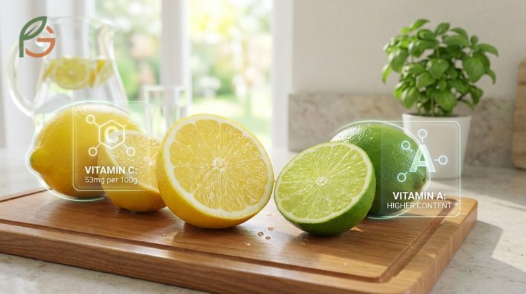 Comparisons of lemon and lime benefits highlighting vitamin C content and antioxidant profiles for gardeners.