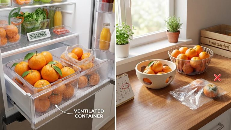 How to store clementines properly using ventilated containers to ensure freshness for up to three weeks.