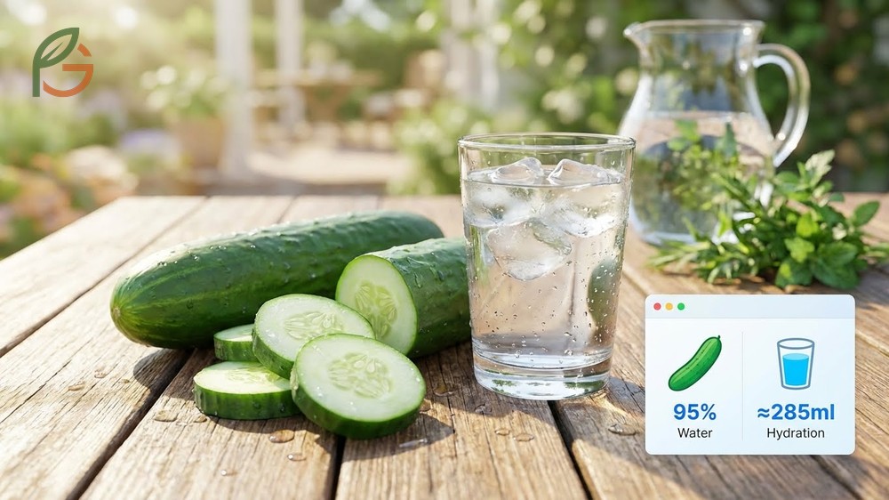 Hydration benefits of cucumber are significant with 95 percent water content providing essential fluids and electrolytes.