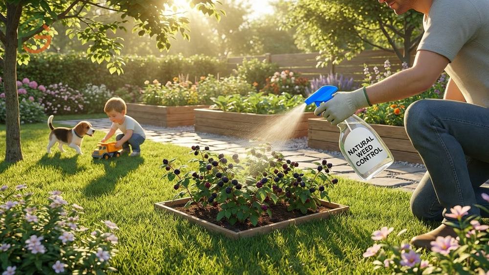 Natural blackberry killer techniques utilize vinegar solutions or physical barriers like heavy cardboard and mulch.