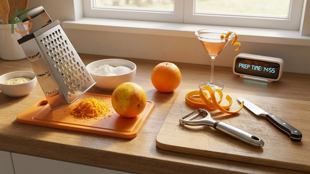 Orange zest method effectiveness depends on using room temperature fruit to maximize the release of aromatic oils.
