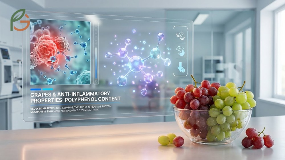 Are grapes anti inflammatory chart showing how polyphenols reduce markers like C reactive protein.