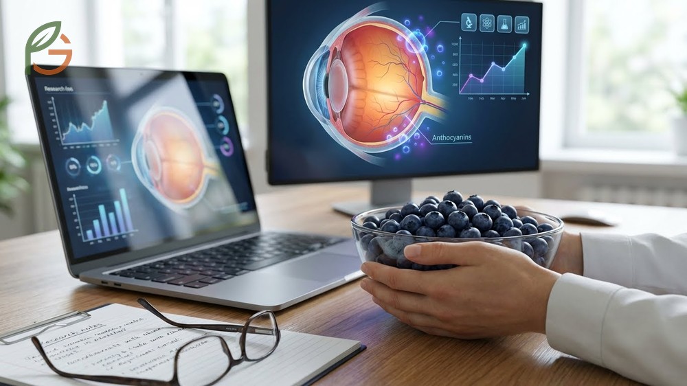 Bilberry benefits for eyes research indicates reduced screen fatigue and better retinal blood flow after 12 weeks.