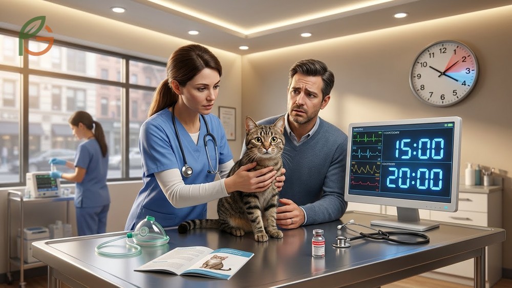 Symptoms of cyanide poisoning in cats list including bright red gums and dilated pupils appearing within fifteen minutes of ingestion.