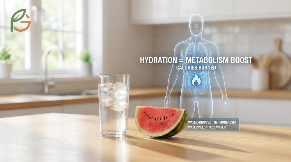 Hydration for weight loss is boosted by watermelon which provides 280ml of fluid per 2 cups consumed.