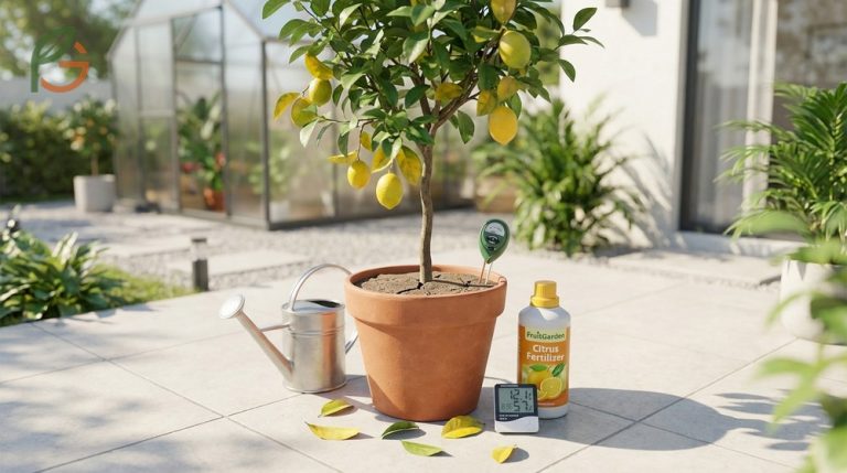 Lemon tree losing leaves due to environmental stress or improper care requiring immediate attention.