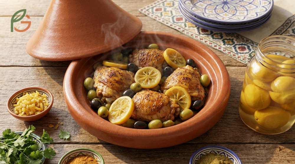 Moroccan preserved lemons uses in chicken tagine salads and dressings to add complex umami flavor to dishes.