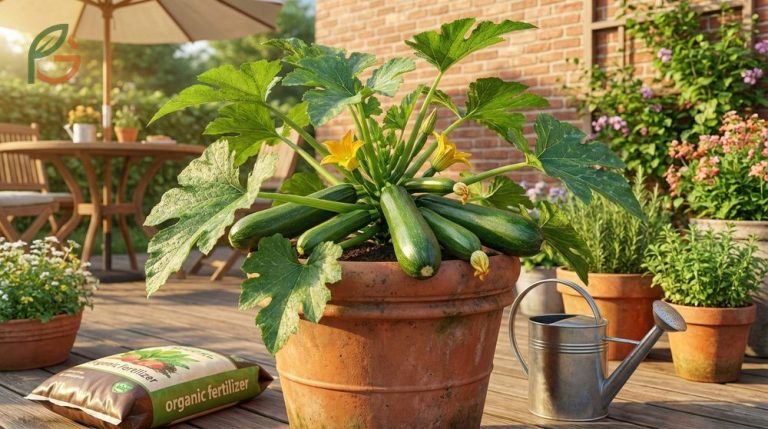 Growing zucchini in pots guide using five to ten gallon containers for abundant summer harvests.