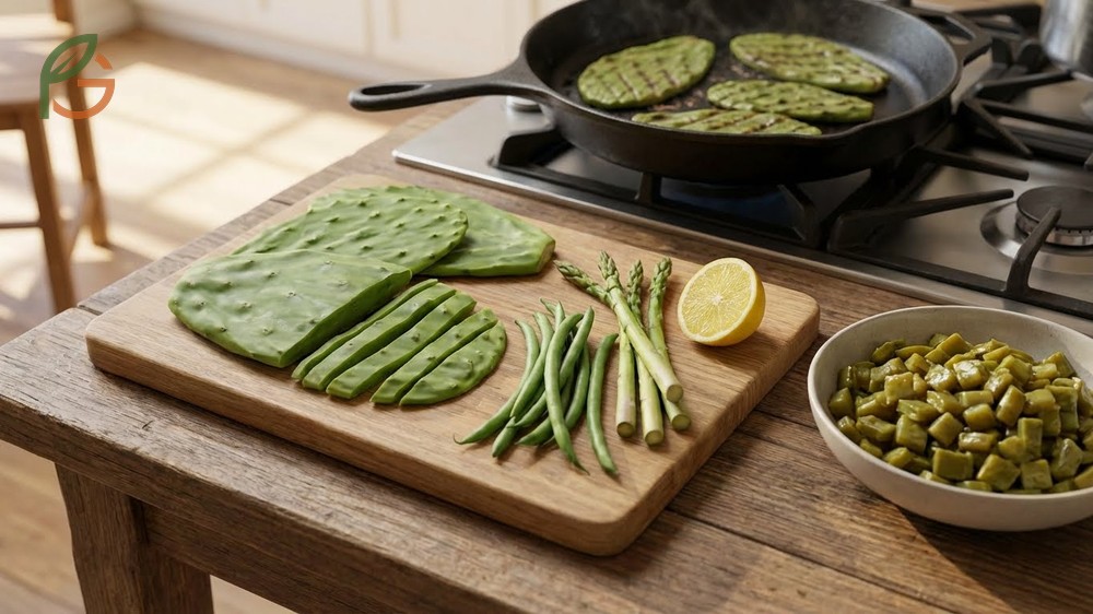 What does prickly pear cactus taste like resembles green beans and asparagus with a tart lemony kick.
